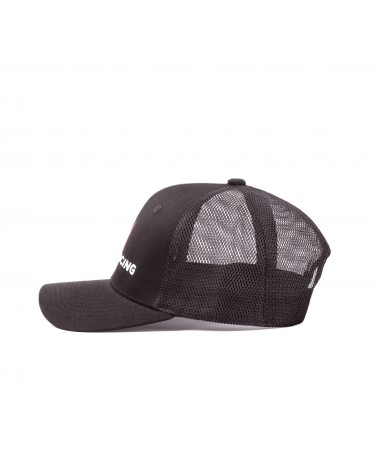 Casquette trucker avec imprimé rouge et blanc - côté gauche