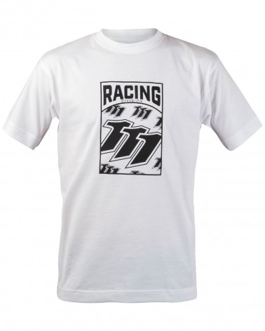 T-shirt bianca Racing Division con stampa nera