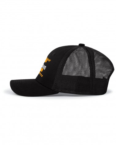 Casquette trucker avec imprimé orange et blanc - côté gauche