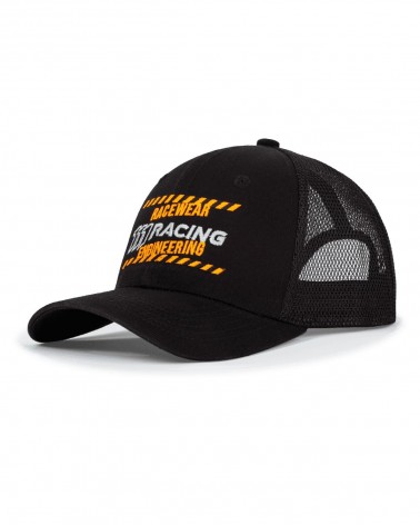 Gorra de camionero con estampado naranja y blanco - parte delantera izquierda