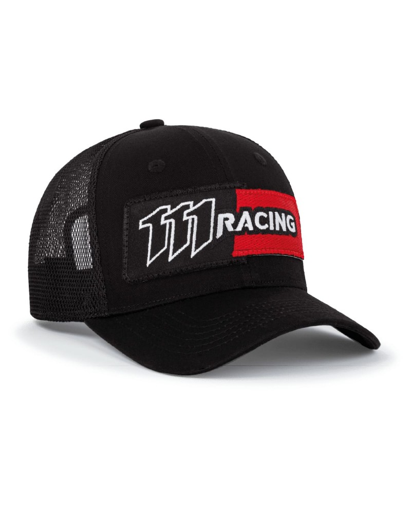 Trucker baseball cap with black and red patch - right front