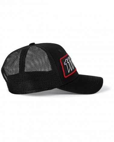 Trucker baseball cap with black and white patch - right side